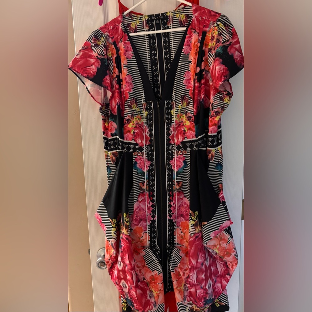 City Chic Black and White Floral Dress
